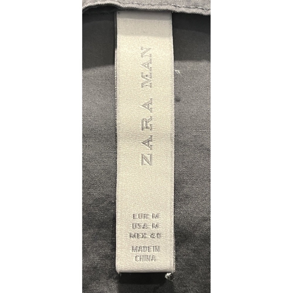 Zara‎ Man Jacket Lightweight Sz M Gray Conch Waist Zipper Snap Button Hood - Picture 9 of 14